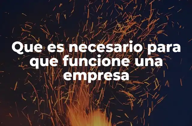 Que es Necesario para que Funcione una Empresa