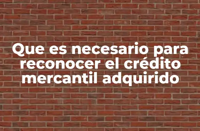 Que es Necesario para Reconocer el Crédito Mercantil Adquirido