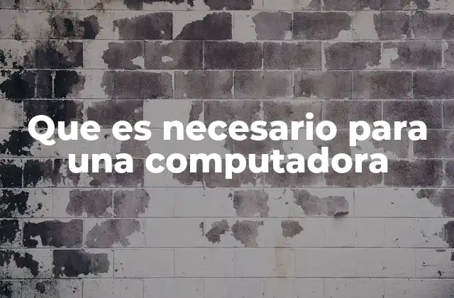 Que es Necesario para una Computadora