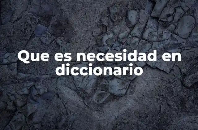 Que es Necesidad en Diccionario