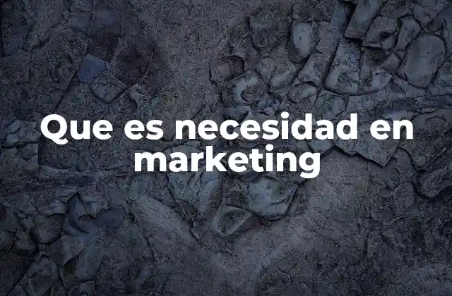 Que es Necesidad en Marketing