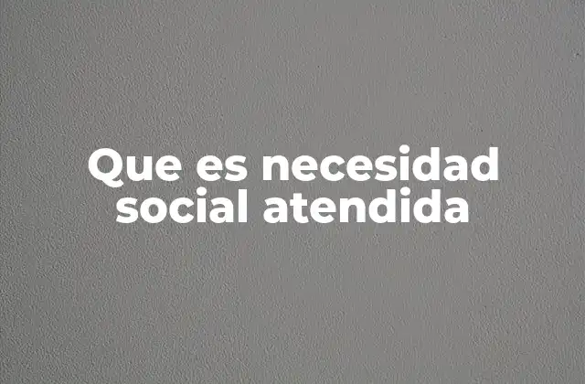 Que es Necesidad Social Atendida