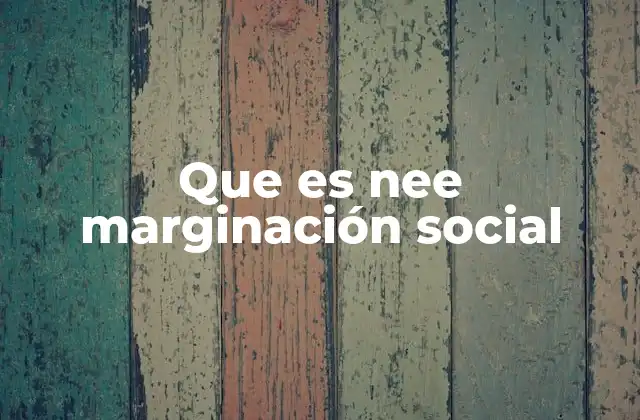 Que es Nee Marginación Social
