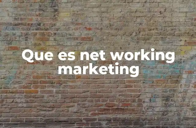 Que es Net Working Marketing