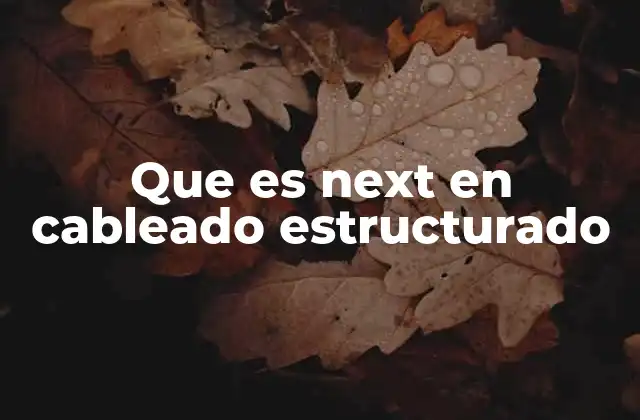 Que es Next en Cableado Estructurado