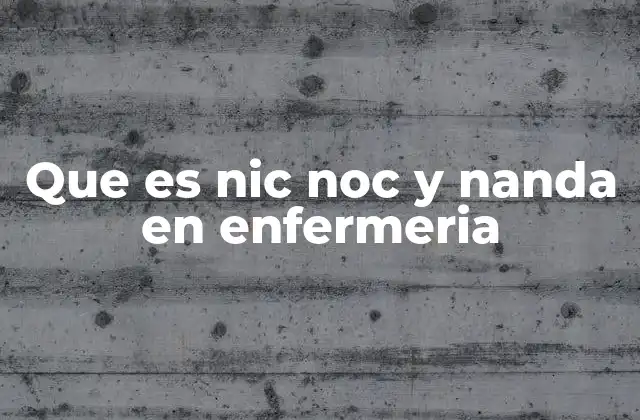 Que es Nic Noc y Nanda en Enfermeria
