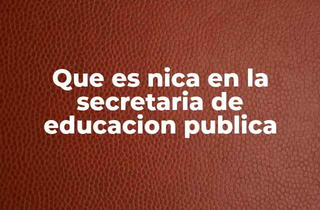 Que es Nica en la Secretaria de Educacion Publica