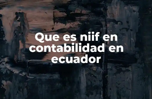 Que es Niif en Contabilidad en Ecuador