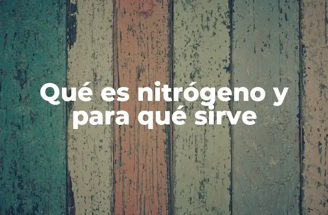 Qué es Nitrógeno y para Qué Sirve