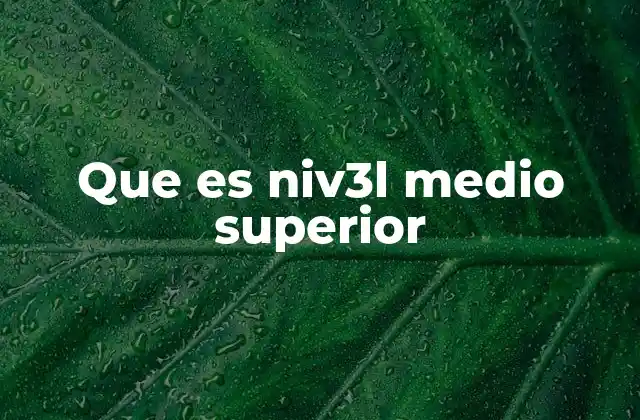 Que es Niv3l Medio Superior