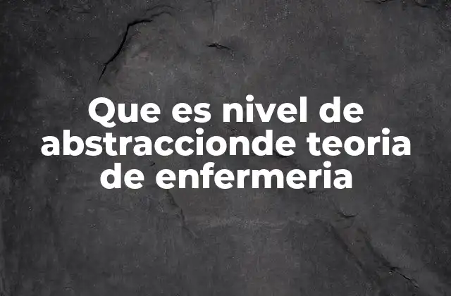 Que es Nivel de Abstraccionde Teoria de Enfermeria
