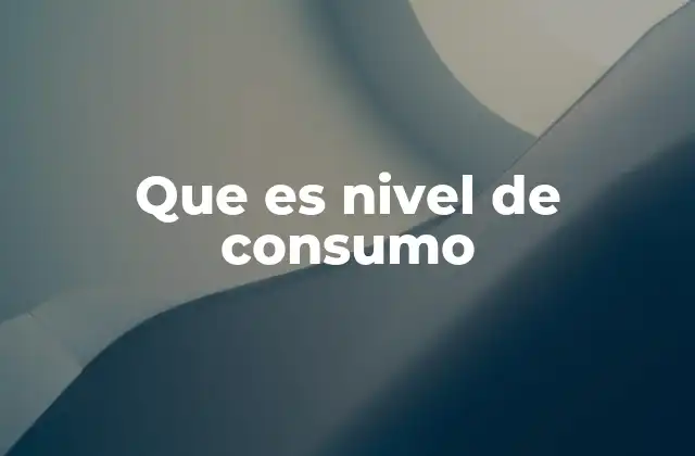 Que es Nivel de Consumo