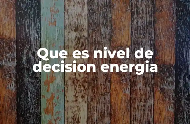 Que es Nivel de Decision Energia