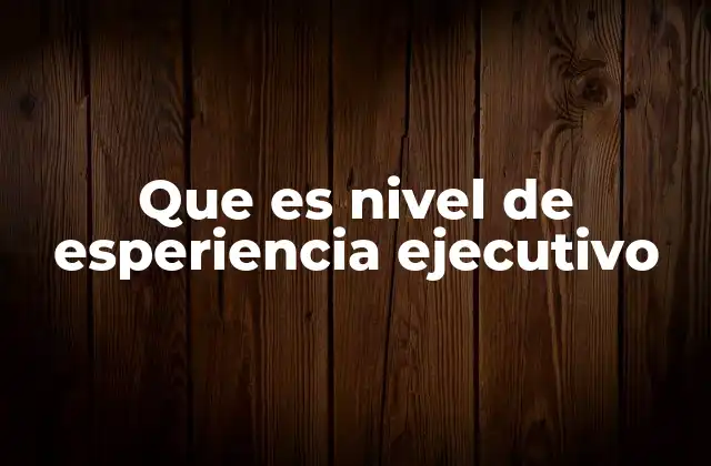 Que es Nivel de Esperiencia Ejecutivo