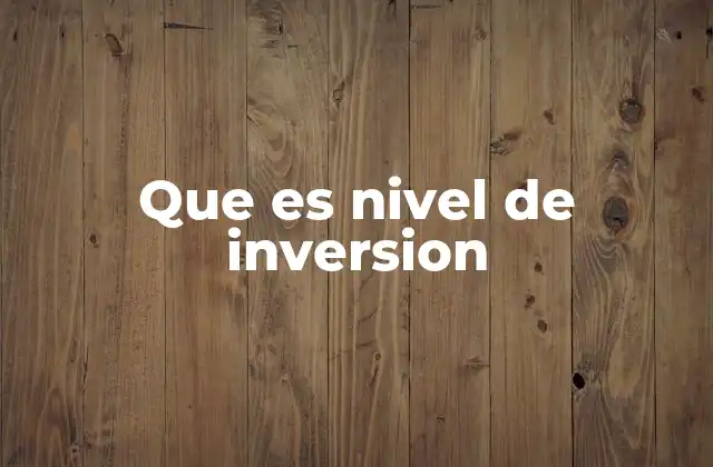 Que es Nivel de Inversion