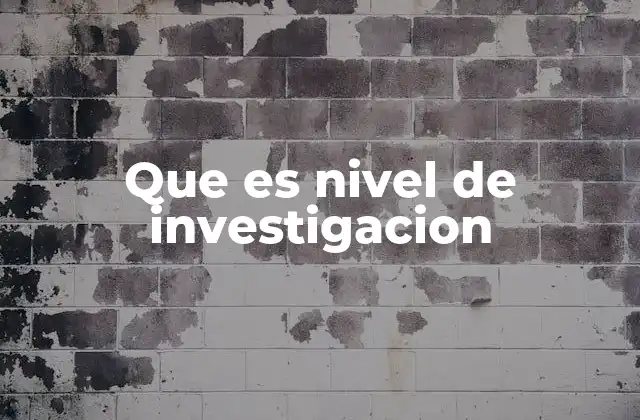 Que es Nivel de Investigacion