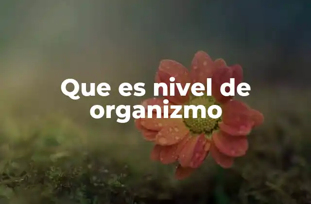 Que es Nivel de Organizmo