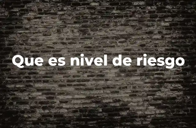 Que es Nivel de Riesgo