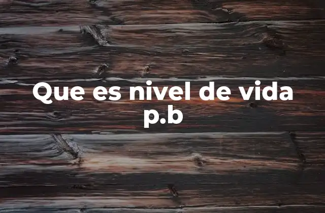 Que es Nivel de Vida P.b