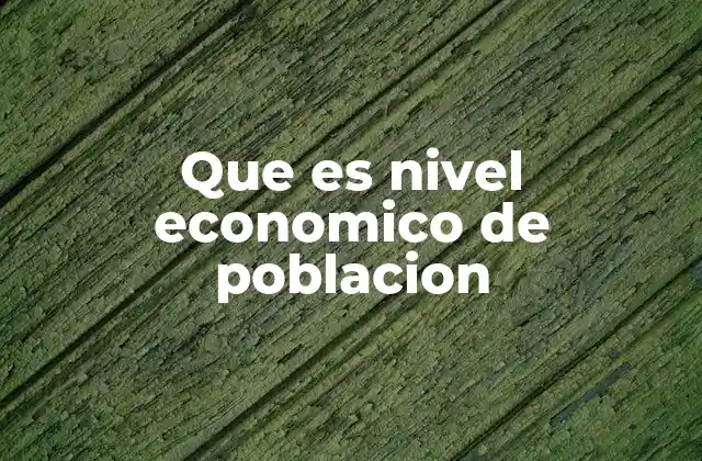 Que es Nivel Economico de Poblacion