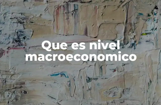 Que es Nivel Macroeconomico