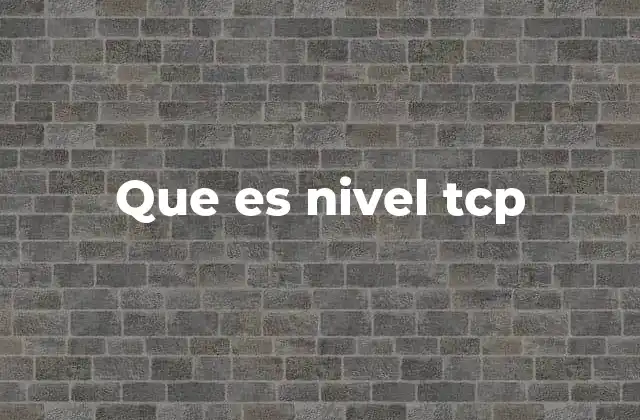 Que es Nivel Tcp