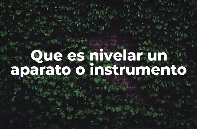 Que es Nivelar un Aparato o Instrumento 2 La importancia del equilibrio en dispositivos técnicos