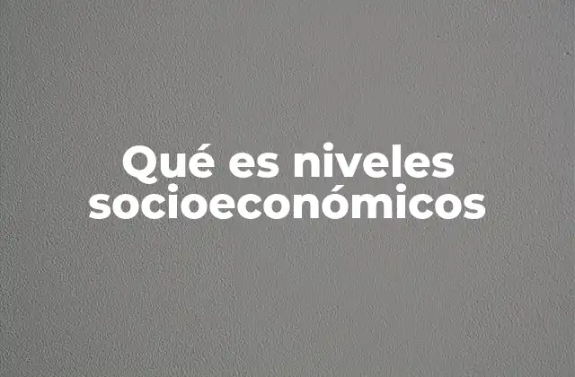 Qué es Niveles Socioeconómicos