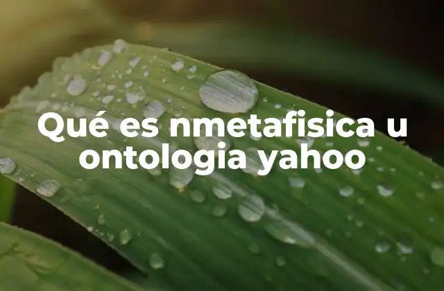 Qué es Nmetafisica u Ontologia Yahoo