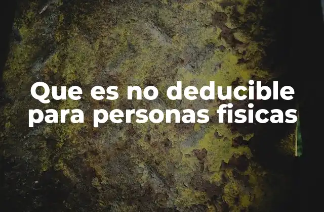 Que es No Deducible para Personas Fisicas