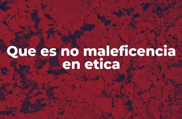 Que es No Maleficencia en Etica