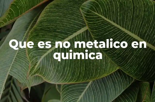 Que es No Metalico en Quimica