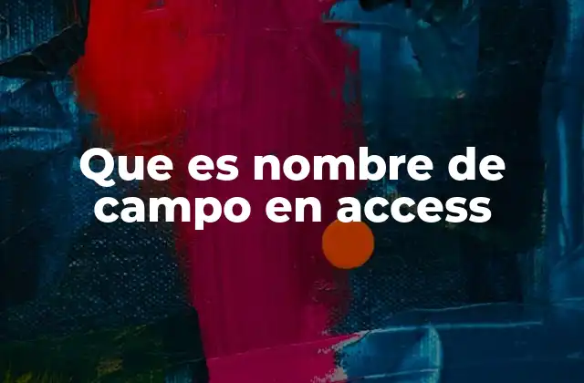 Que es Nombre de Campo en Access