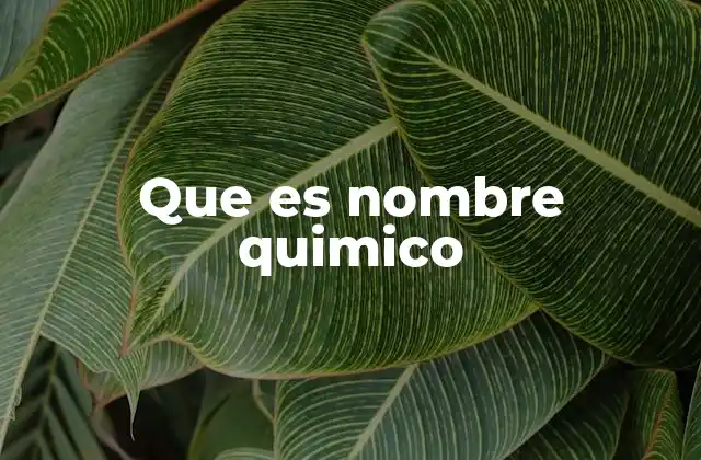 Que es Nombre Quimico