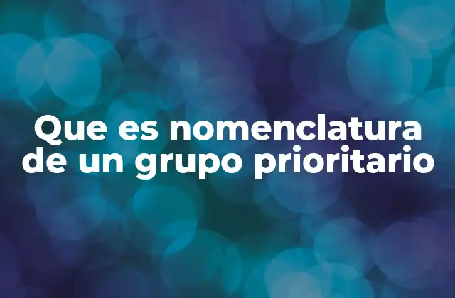 Que es Nomenclatura de un Grupo Prioritario