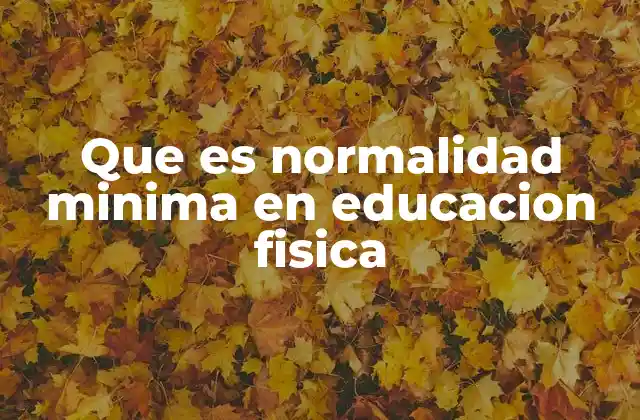 Que es Normalidad Minima en Educacion Fisica