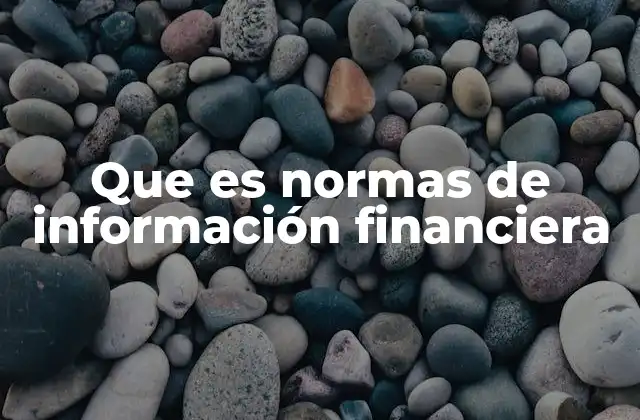 Que es Normas de Información Financiera