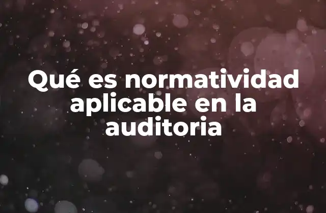 Qué es Normatividad Aplicable en la Auditoria