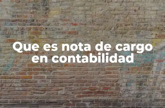 Que es Nota de Cargo en Contabilidad