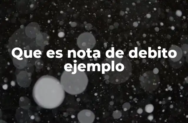 Que es Nota de Debito Ejemplo