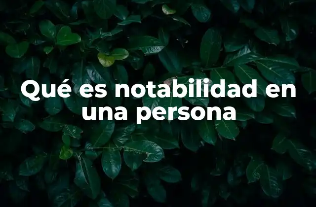Qué es Notabilidad en una Persona