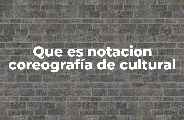 Que es Notacion Coreografía de Cultural