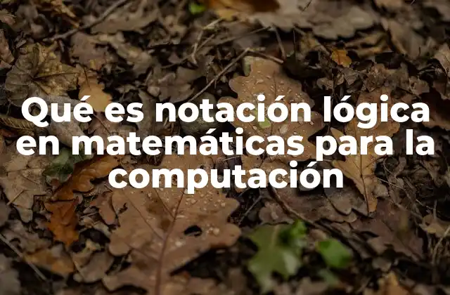 Qué es Notación Lógica en Matemáticas para la Computación