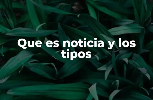 Que es Noticia y los Tipos