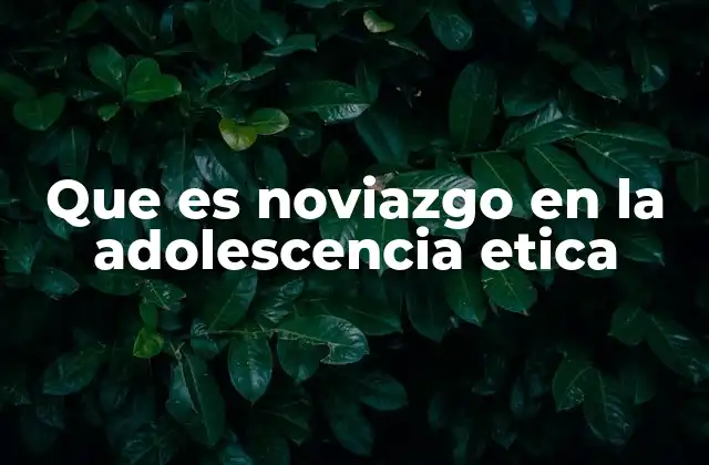 Que es Noviazgo en la Adolescencia Etica