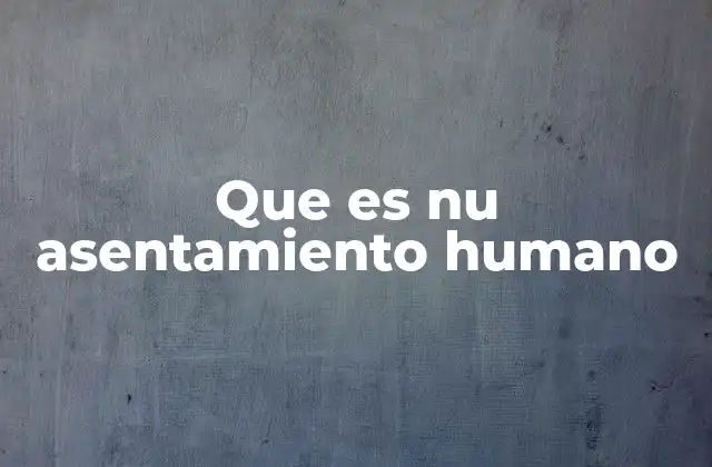Que es Nu Asentamiento Humano