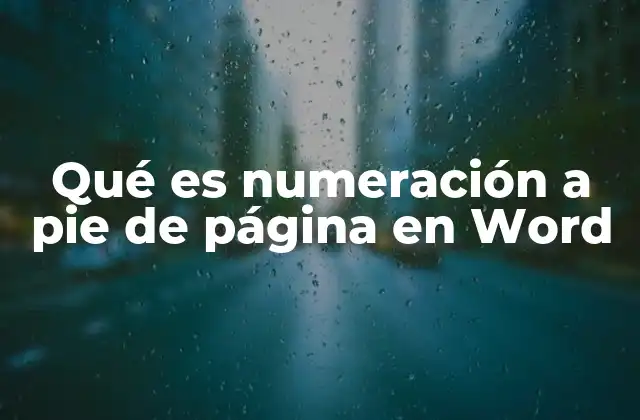 Qué es Numeración a Pie de Página en Word