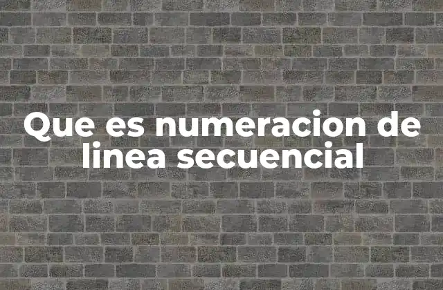 Que es Numeracion de Linea Secuencial