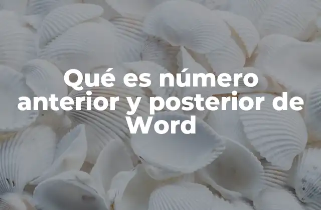 Qué es Número Anterior y Posterior de Word