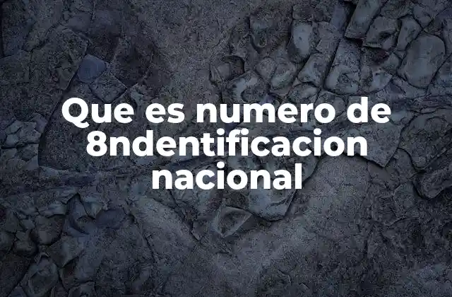 Que es Numero de 8ndentificacion Nacional